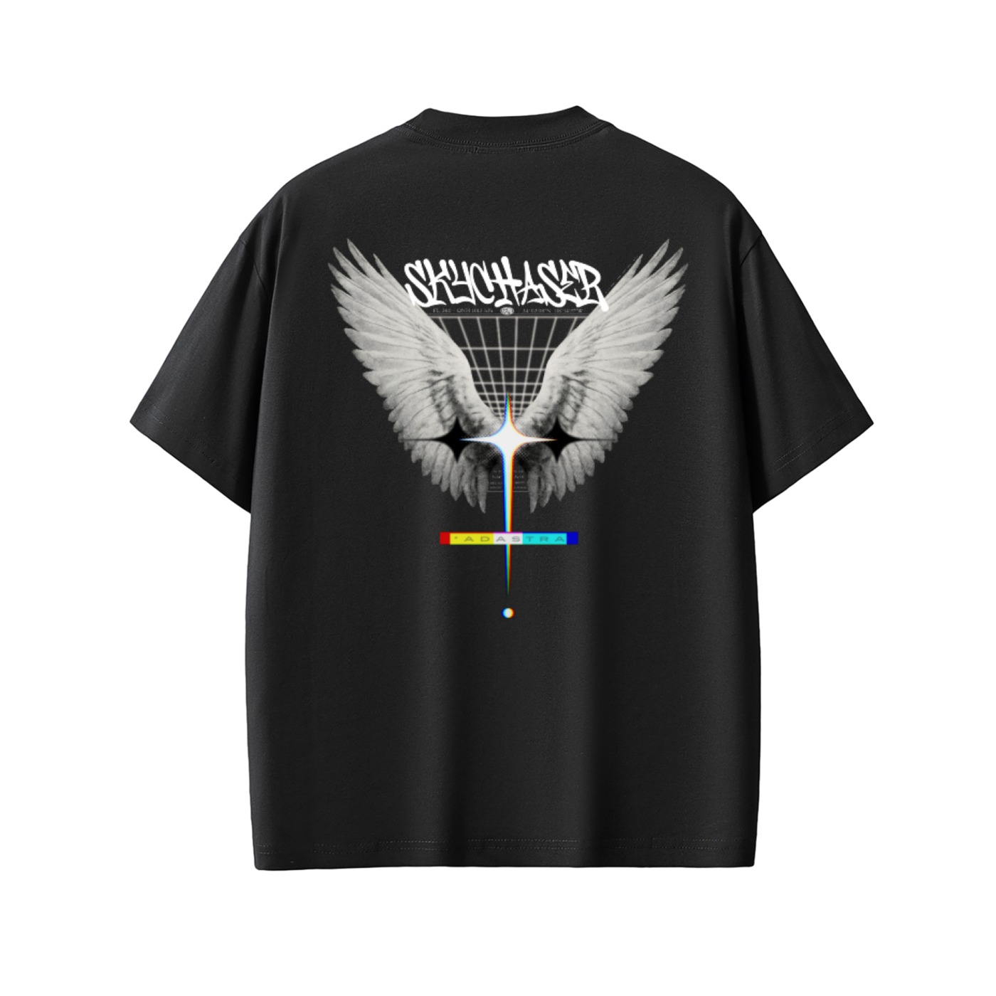 fæ // chase the sky oversized heavyweight organic cotton tee, back view