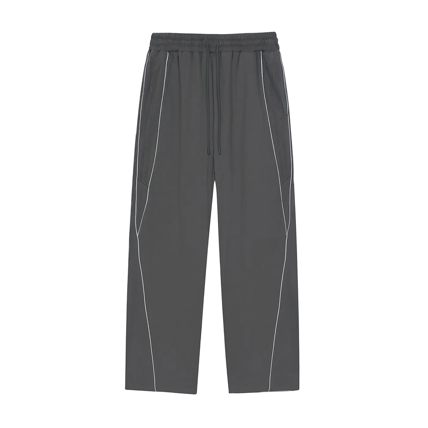 Dark gray pants with white piping