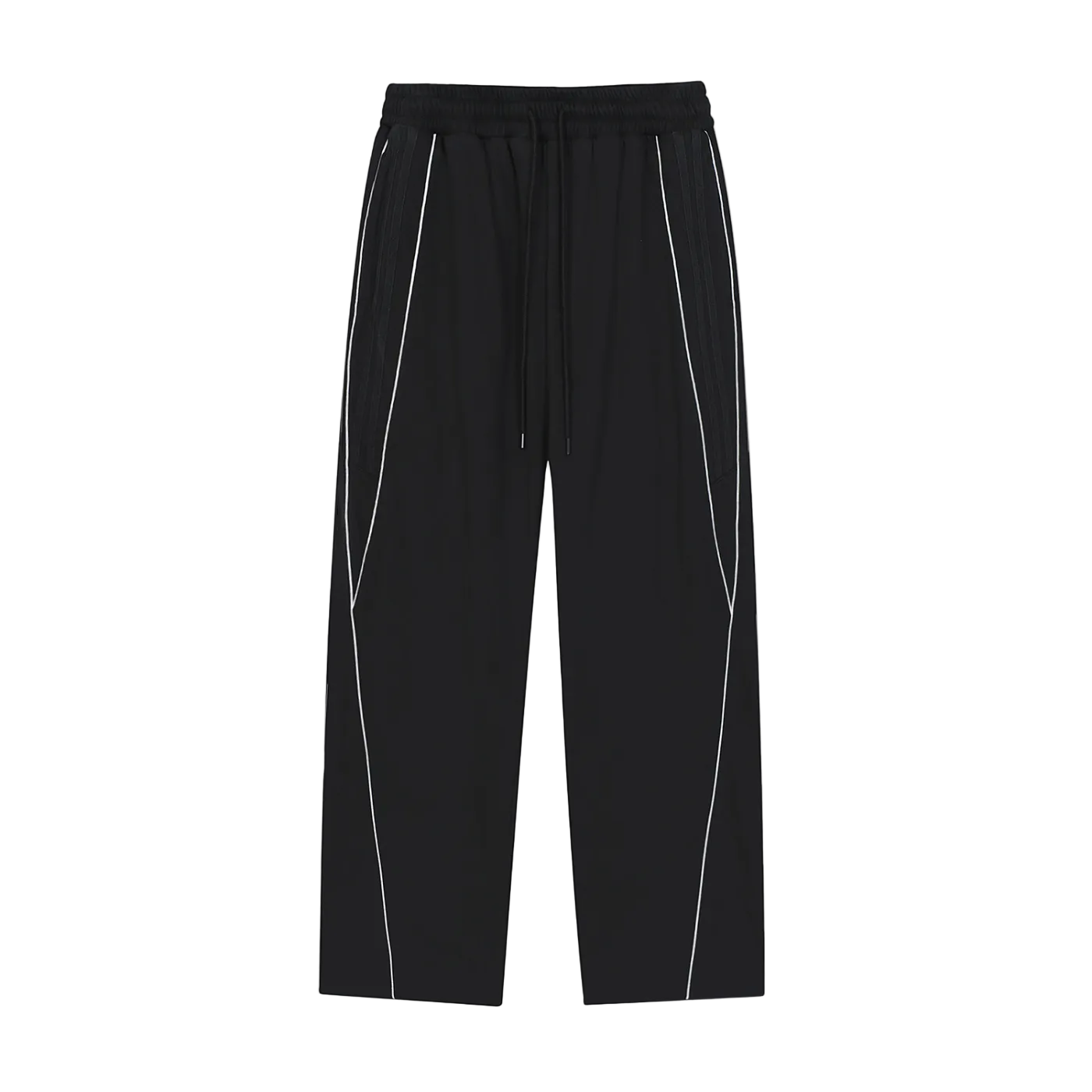 Black pants with white stripes