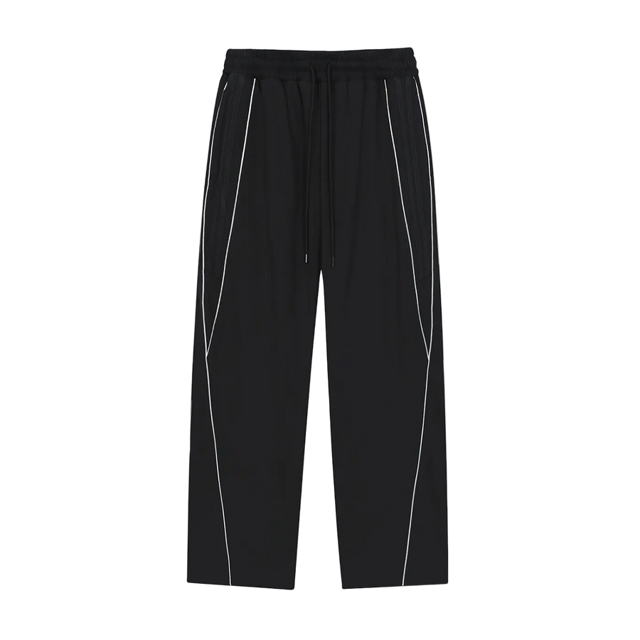 Black pants with white stripes