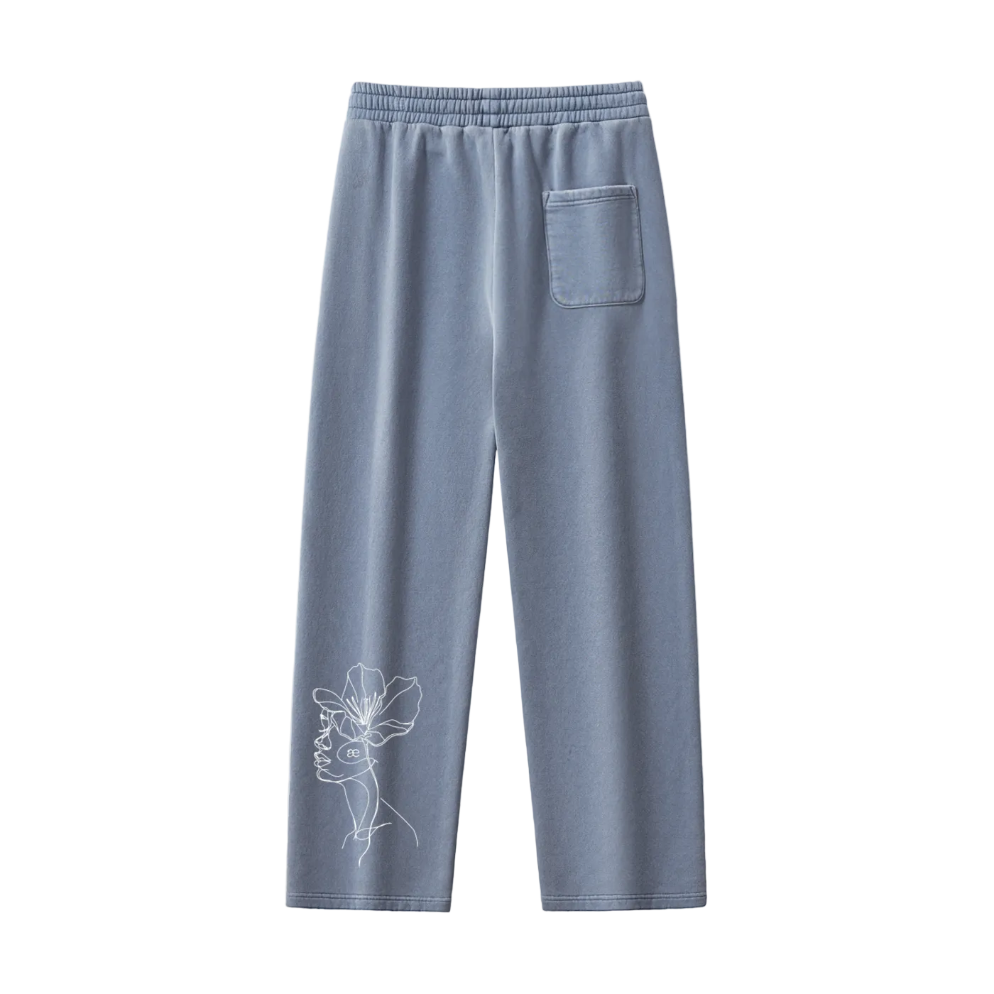 Light blue sweatpants with a white floral design