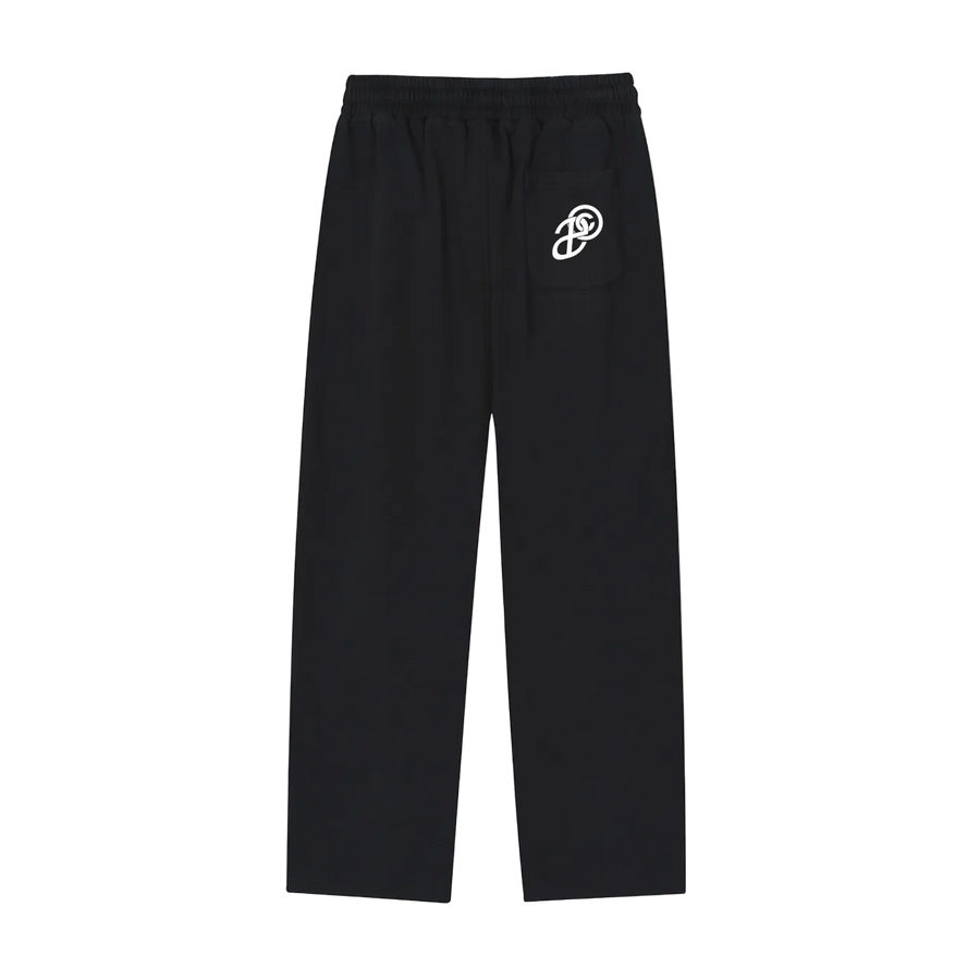Black pants with a logo