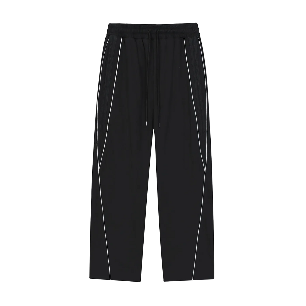 Black pants with white stripes