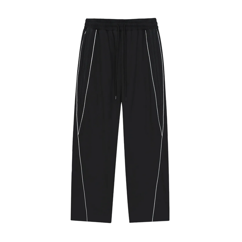 Black pants with white stripes